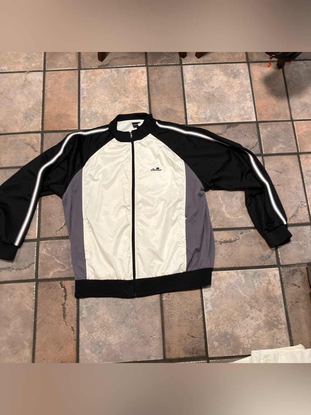 Ellesse Men's Black, White & Gray Colorblock Lightweight Track Jacket